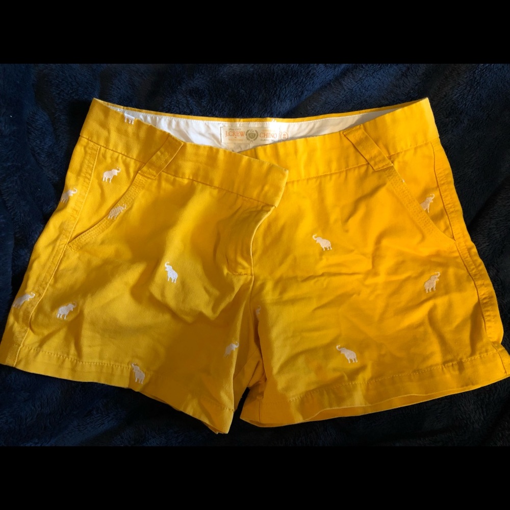 J Crew golden yellow elephant critter shorts 10